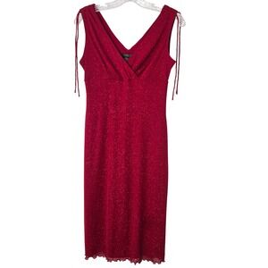 Vtg y2k Rampage Sz M Red Sparkle Glitter V Neck Sleeveless‎ Whimsigoth Dress